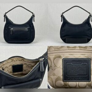 Coach Vintage Y2K Black Nylon Small Hobo Bag | Leather Trim & Contrast Stitch